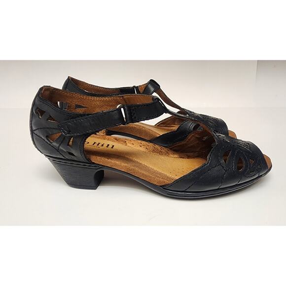 Cobb Hill by New Balance Womens Black Leather Open Toe Sandals Wedge Buckle 9.5M - Picture 9 of 16